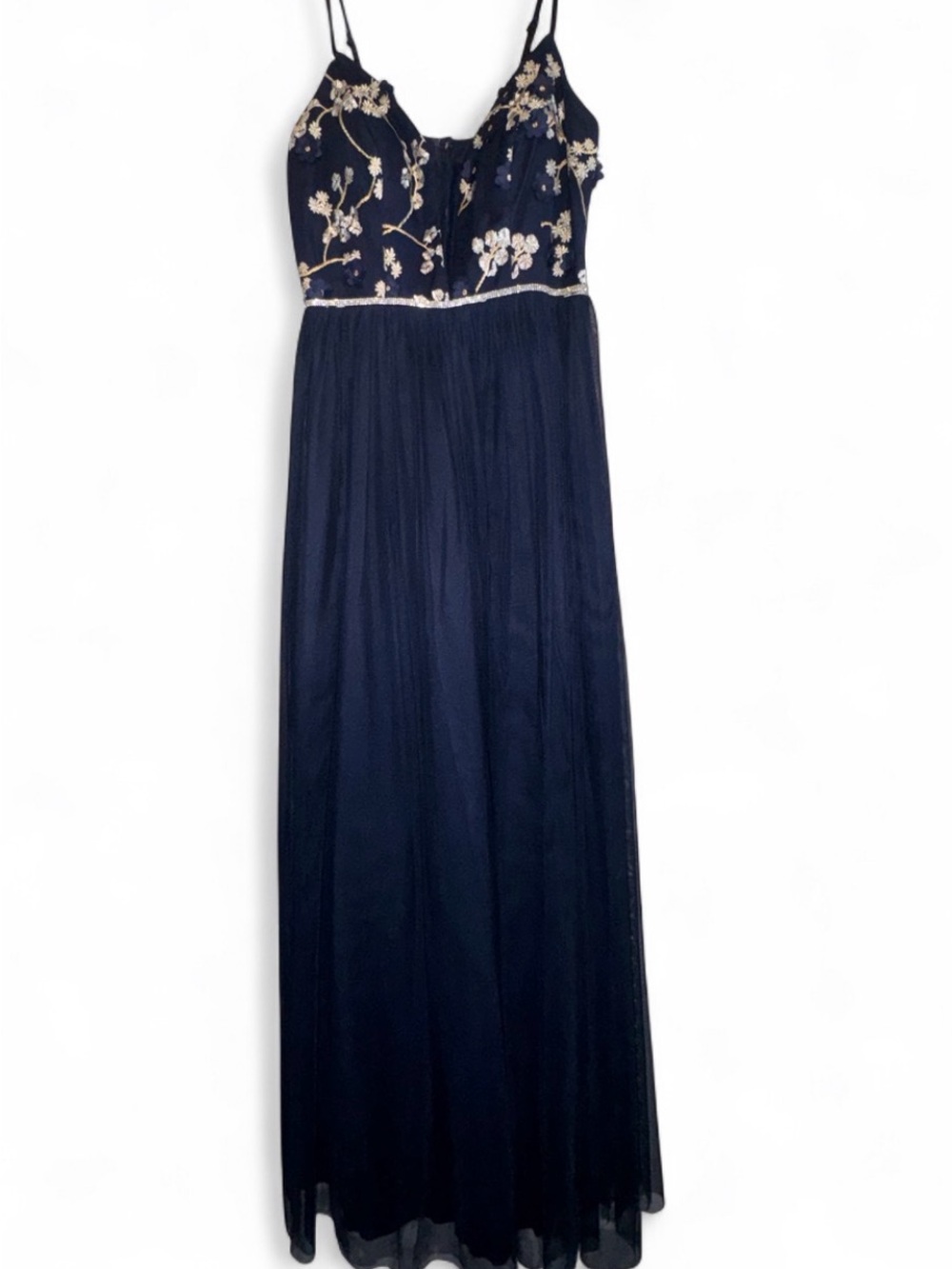 Embroidered Navy Floral Maxi Dress